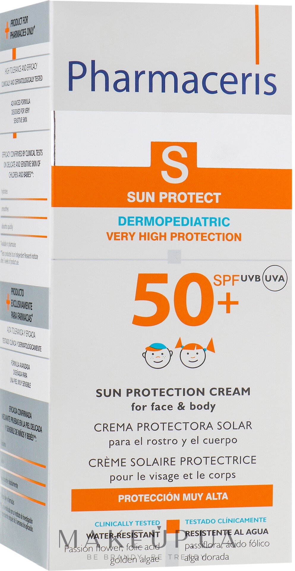 Сонцезахисний дермодогляд для обличчя і тіла дітей і новонароджених SPF 50+ - Pharmaceris S Sun Protection Cream For Babies and Children SPF 50+ — фото 125ml