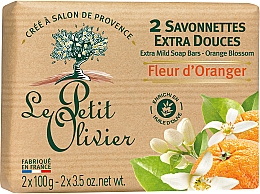Мыло экстранежное, с экстрактом цветка апельсина - Le Petit Olivier 2 extra mild soap bars-Orange blossom — фото N2
