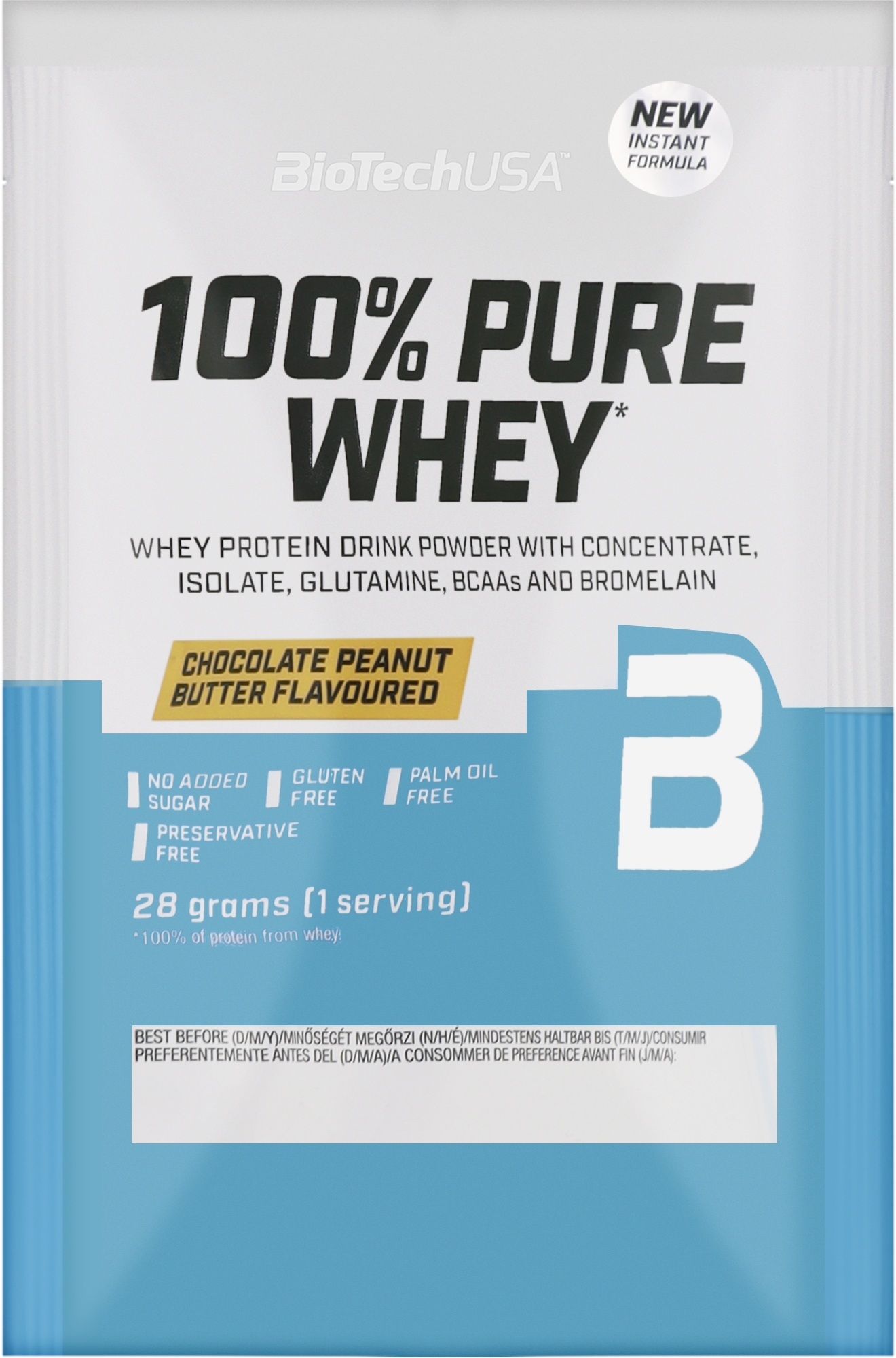 Протеїн "Шоколадно-арахісове масло" - BioTech 100% Pure Whey Chocolate Peanut Butter — фото 28g