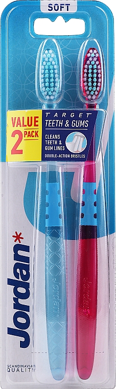 Зубна щітка, м'яка, фіолетова+блакитна - Jordan Target Teeth Toothbrush — фото N3