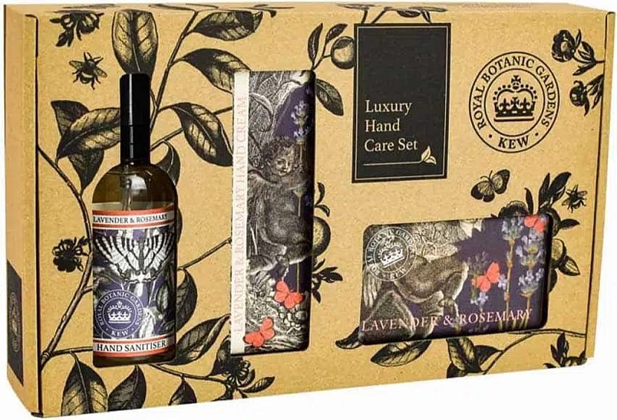 Набор - The English Soap Company Kew Gardens Lavender & Rosemary Hand Care Gift Box (soap/240g + h/cr/75ml + san/100ml) — фото N1
