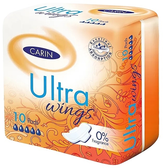 Гигиенические прокладки, 10 шт - Carin Ultra Wings 0% Perfume — фото N1