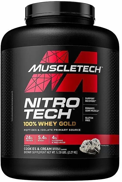 Протеин сывороточный "Печенье и сливки" - Muscletech Nitro Tech Whey Gold — фото N1