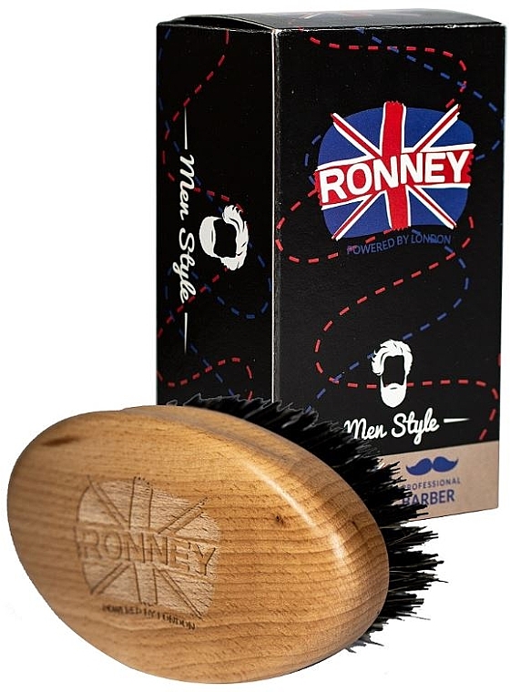Деревянная щетка для бороды с натуральной щетиной, светлая - Ronney Professional Barber Big Brush — фото N2