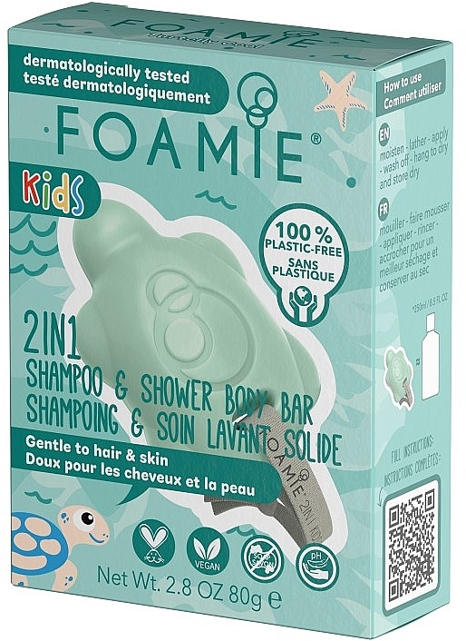 Твердий гель для душу для дітей 2 в 1 "Манго й кокос" - Foamie 2 in 1 Shower Body Bar for Kids Mango & Coconut — фото N2