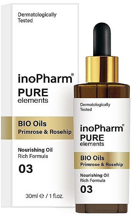 Сироватка для обличчя й шиї - InoPharm Pure Elements BIO Oils Primrose & Rosehip — фото N1