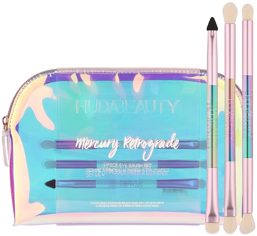Набор - Huda Beauty Mercury Retrograde Brush Set (brush/*3 pc + bag) — фото N1