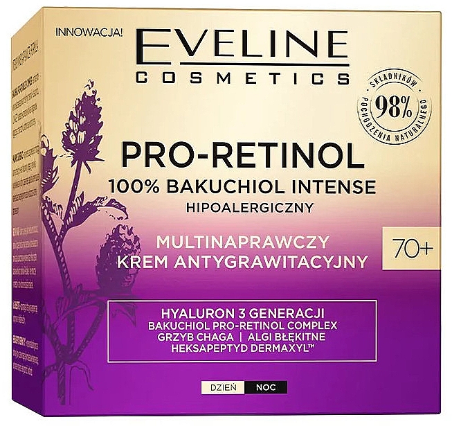 Мульти-восстанавливающий крем для лица 70+ - Eveline Cosmetics Pro-Retinol 100% Bakuchiol Multi-Repair Anti-Gravity Cream — фото N1