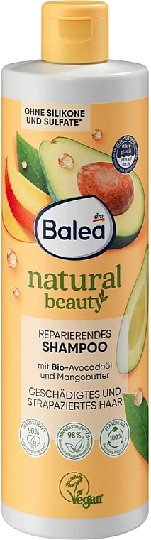 Шампунь для волос с органическим маслом авокадо и маслом манго - Balea Natural Beauty Repairing Shampoo Organic Avocado Oil And Mango Butter