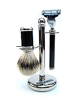 Парфумерія, косметика Набір для гоління - Golddachs Rasierset Carbon-Optik (sh/brush + razor + stand)