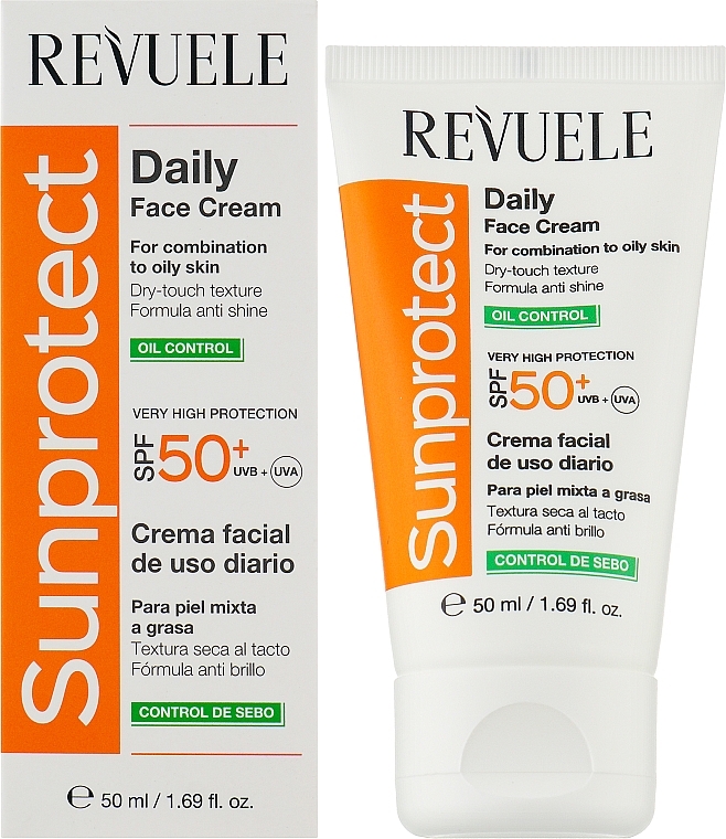 УЦЕНКА Солнцезащитный крем для лица "Контроль жирности" - Revuele Sunprotect Oil Control Daily Face Cream For Combination To Oily Skin SPF 50+ * — фото N2