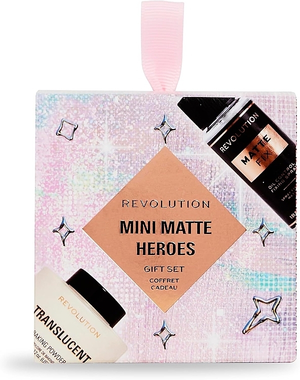 Набір - Makeup Revolution Mini Matte Heroes Gift Set (fix/spray/30ml+powder/10g) — фото N2