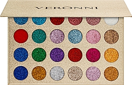 Профессиональная палетка глиттерных теней для век 24 цветов - Veronni — фото N1