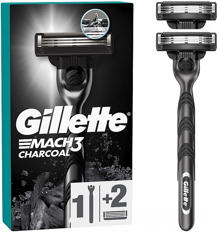 Бритвенный станок с 2 сменными кассетами - Gillette Mach3 Charcoal  — фото N2