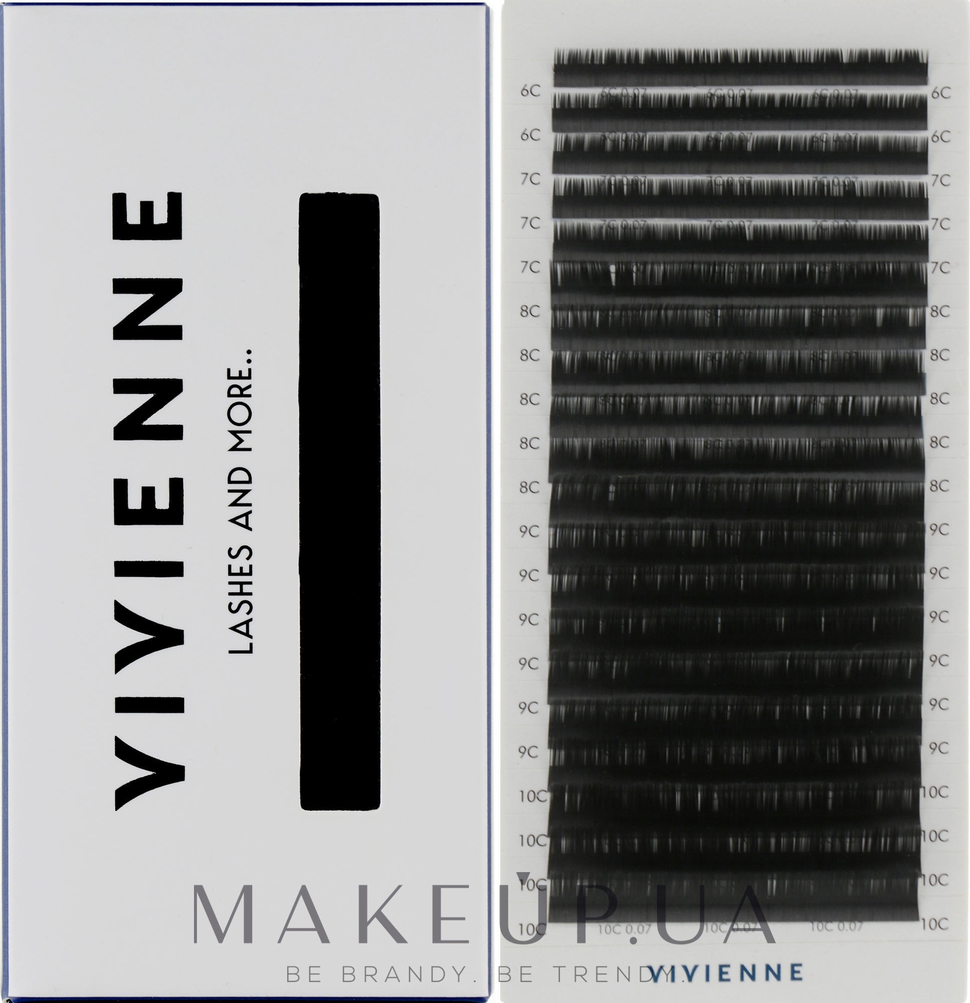 Накладные ресницы "Elite", черные, 20 линий (mix, 0.07, C, (6-10)) - Vivienne — фото 1уп