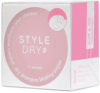 Сухой шампунь-салфетка для волос, 11 шт. - Styledry Dry Shampoo Blotting Paper Fragrance Free — фото N1