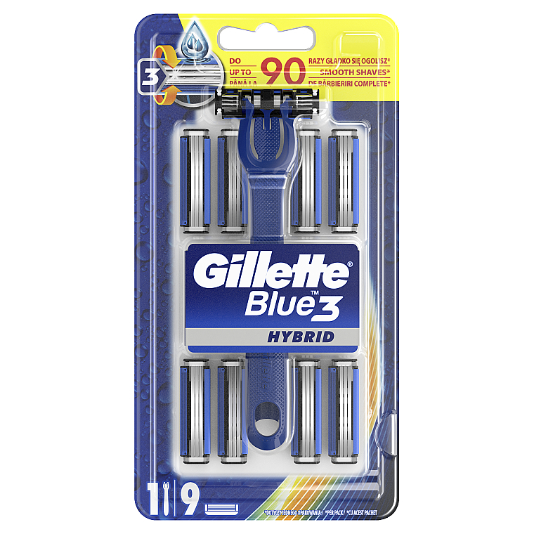 Бритва с 9 сменными кассетами - Gillette Blue 3 Hybrid