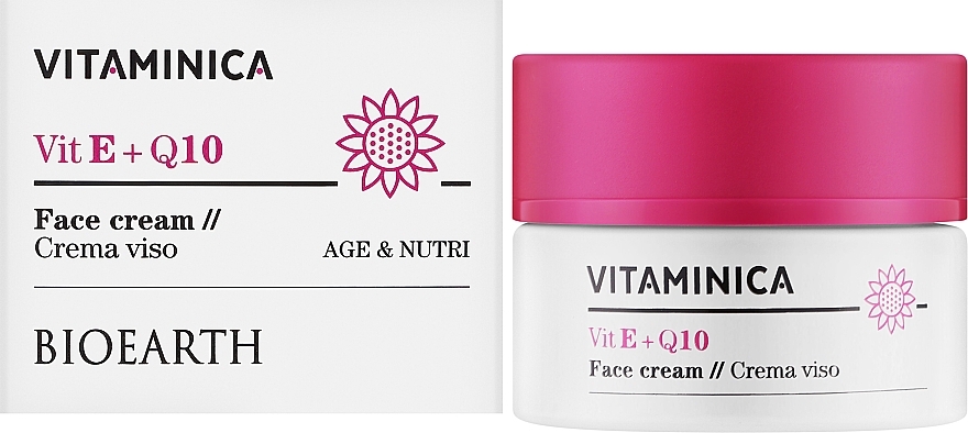 Крем для лица - Bioearth Vitaminica Vit E + Q10 Face Cream — фото N2