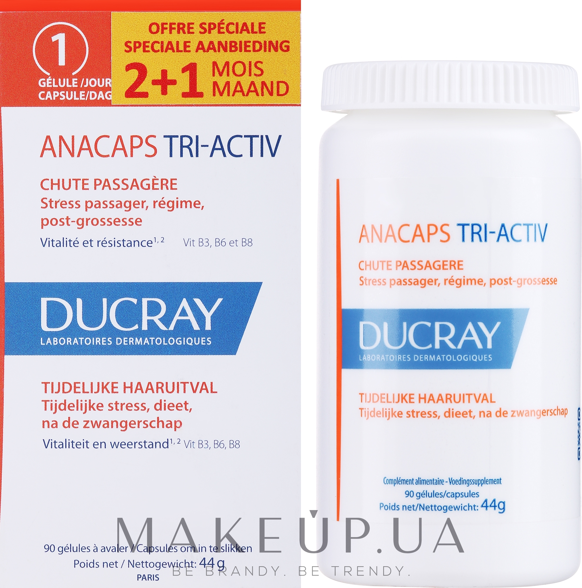 Пищевая добавка для кожи головы, волос и ногтей - Ducray AnaCaps Tri-Activ Capsule — фото 90шт