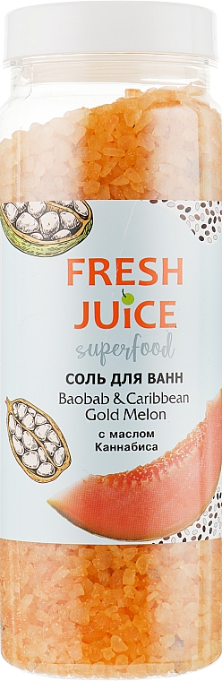 Сіль для ванн "Баобаб і карибська золота диня" - Fresh Juice Superfood Baobab & Caribbean Gold Melon