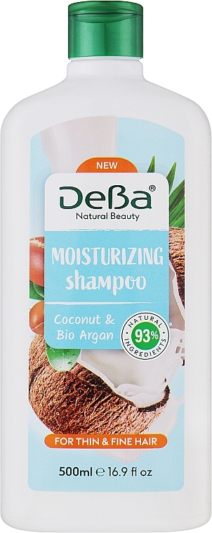 Шампунь зволожувальний "Coconut & Bio Argan" - DeBa Natural Beauty Shampoo Moisturizing — фото N1