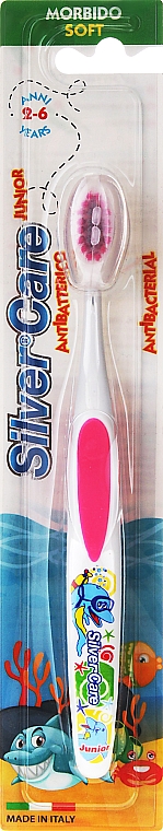 Дитяча зубна щітка "Silver Care Junior" від 2 до 6 років, рожева - PresiDENT — фото N1
