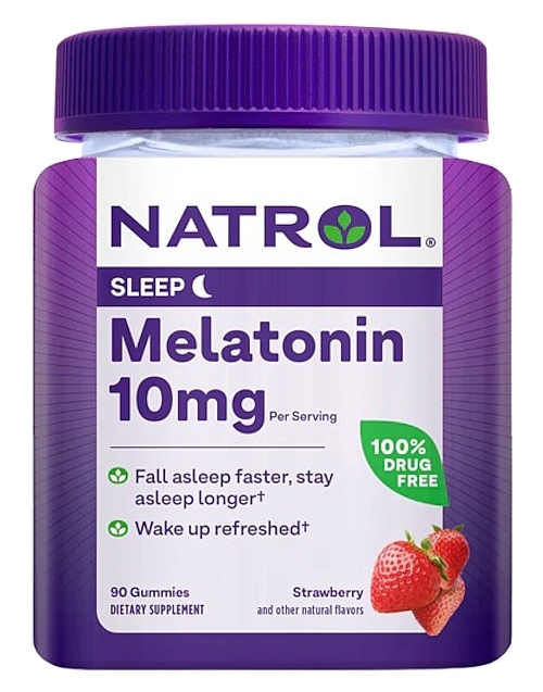 Жевательные таблетки с мелатонином со вкусом клубники - Natrol Sleep Melatonin Gummies 10 Mg — фото N1