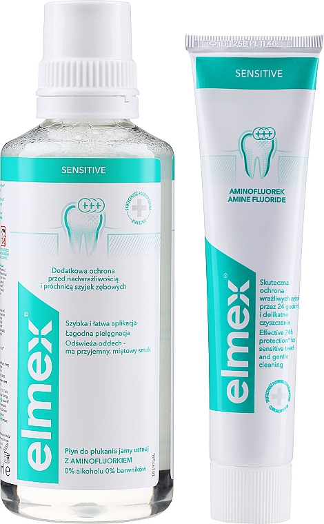 Набор - Elmex Sensitive Set (water/400ml + toothpaste/75ml) — фото N1