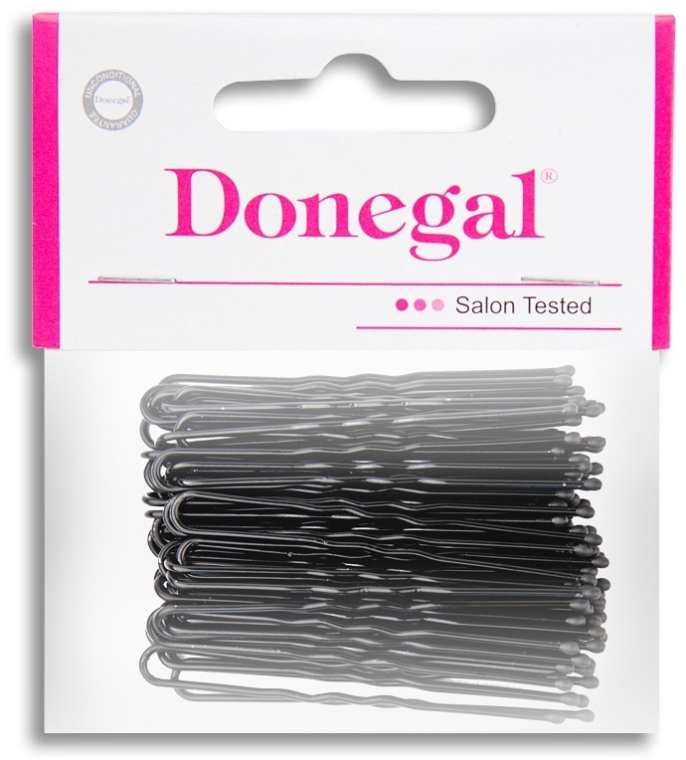 Затискачі для волосся, чорні, 5 см, 50 шт. - Donegal Hair Grips — фото N1