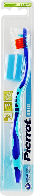 Зубная щетка "Голд", мягкая, сине-голубая - Pierrot — фото N1