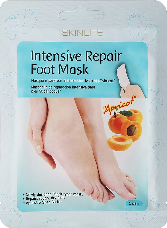 Маска-шкарпетки для ніг "Абрикос", інтенсивно відновлювальна - Skinlite Intensive Repair Foot Mask — фото N1