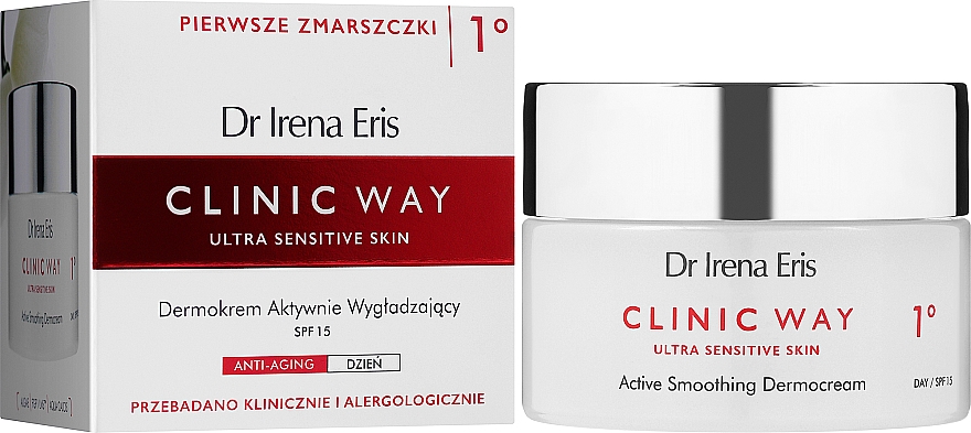 Активний розгладжувальний крем для обличчя - Dr. Irena Eris Clinic Way 1° Active Smoothing Dermocream SPF15 — фото N2