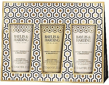 Набор - Baylis & Harding Sweet Mandarin & Grapefruit Indulgent Hand Trio Gift Set (h/cr/3x50ml) — фото N1