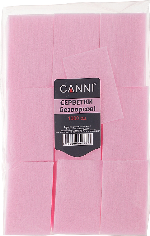 Серветки безворсові рожеві, 500 шт. - Canni — фото N1
