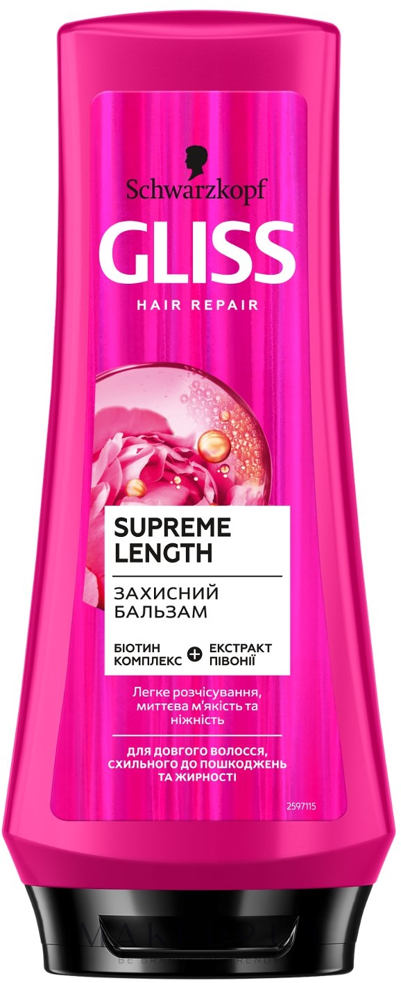 Защитный бальзам для длинных волос, склонных к повреждениям и жирности - Gliss Kur Hair Repair Supreme Length Conditioner — фото 200ml