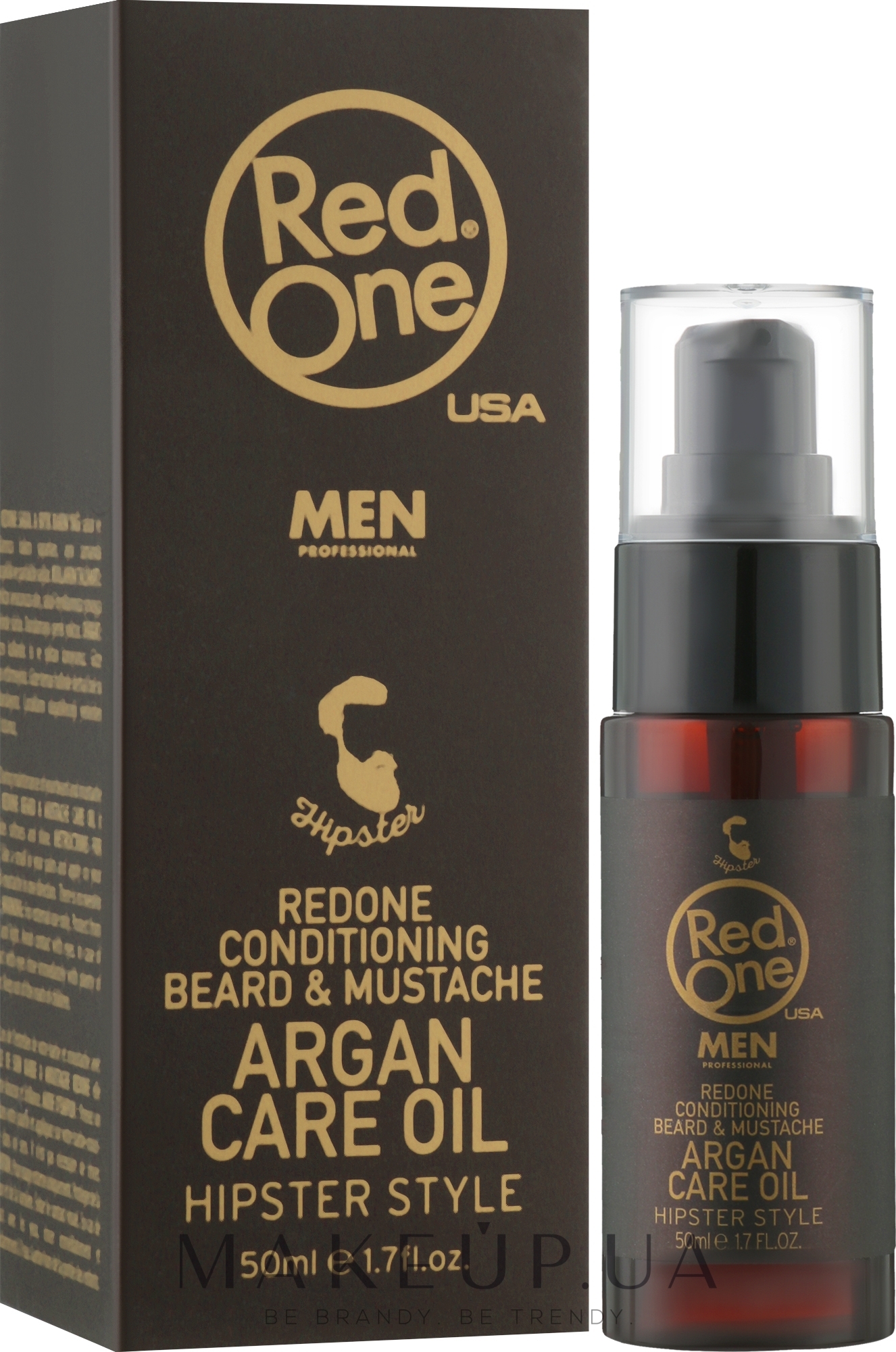 Кератиновое масло для бороды и усов - RedOne Argan Cair Oil Hipster Style — фото 50ml
