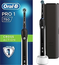 Электрическая зубная щетка с черным футляром - Oral-B Pro 750 Cross Action Black — фото N1