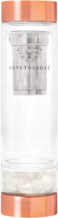 Скляна пляшка для води та чаю з гірським кристалом, 350 мл - Crystallove Glass Water And Tea Bottle With Mountain Crystal — фото N1