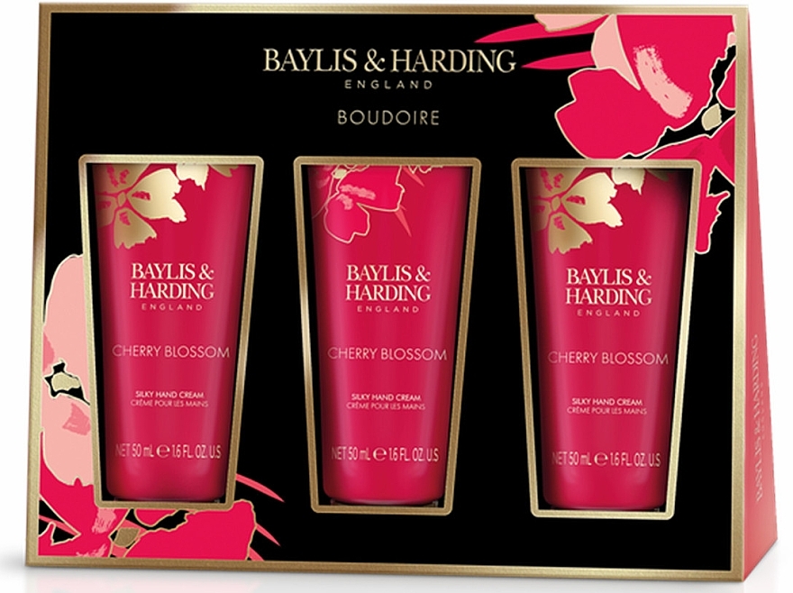 Набор - Baylis & Harding Boudiore Cherry Blossom Luxury Hand Treats Gift Set (h/cr/3x50ml) — фото N1