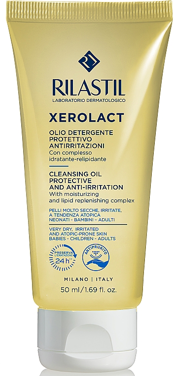 ПОДАРОК! Очищающее масло для лица и тела для очень сухой, склонной к раздражению и атопии кожи - Rilastil Xerolact Cleansing Oil — фото N1