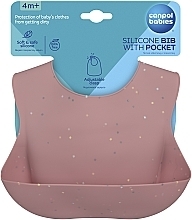Слюнявчик силиконовый с карманом "Dots", розовый - Canpol Babies — фото N2