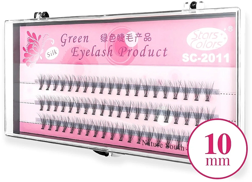 Накладные пучки, C, 10 мм - Clavier Pink Silk Green Eyelash — фото N1