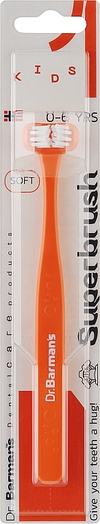 Трехсторонняя зубная щетка, детская, оранжеваая - Dr. Barman's Superbrush Child — фото N1