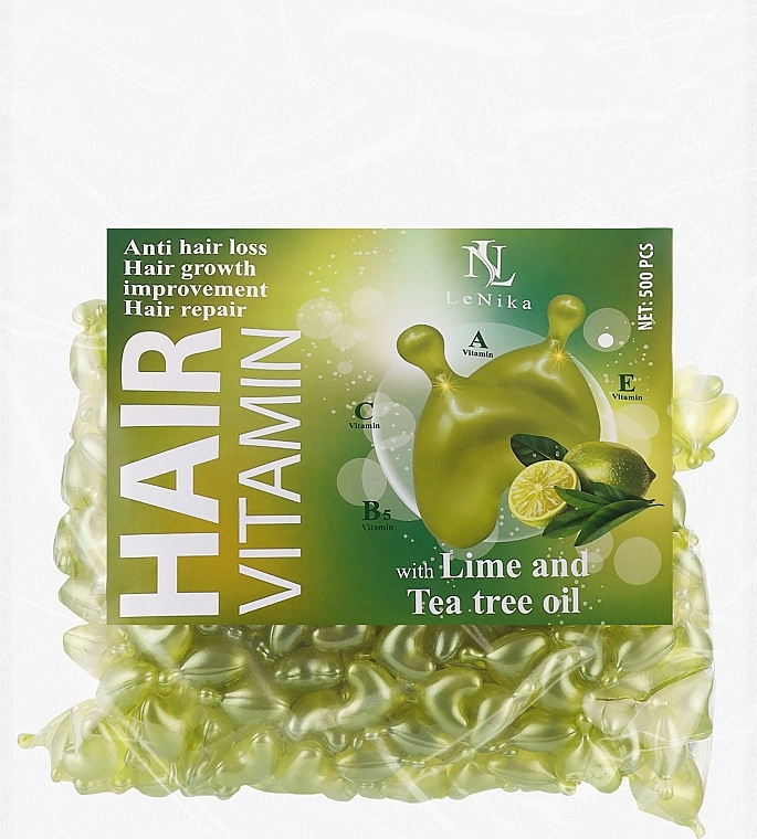 Капсули від випадіння та для росту волосся з олією лайма та олією чайного дерева - LeNika — фото N3