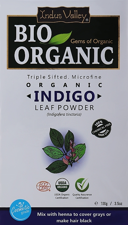 Порошок для волос "Индиго" - Indus Valley Bio Organic Indigo Leaf Powder — фото N1