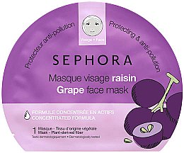 Парфумерія, косметика Тканинна маска для обличчя "Виноград" - Sephora Face Mask