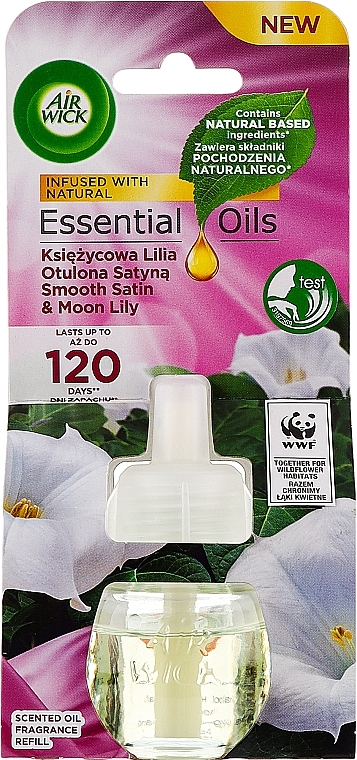 Змінний блок до освіжувача повітря "Казковий сад" - Air Wick Essential Oils Electric Smooth Satin & Moon Lily — фото N1
