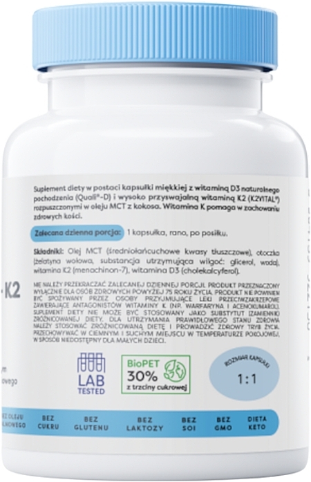 Капсулы "Витамин D3 + K2 4000 IU" - Osavi Vitamin D3 + K2 4000 IU + 150 Mg Suplement Diety  — фото N3