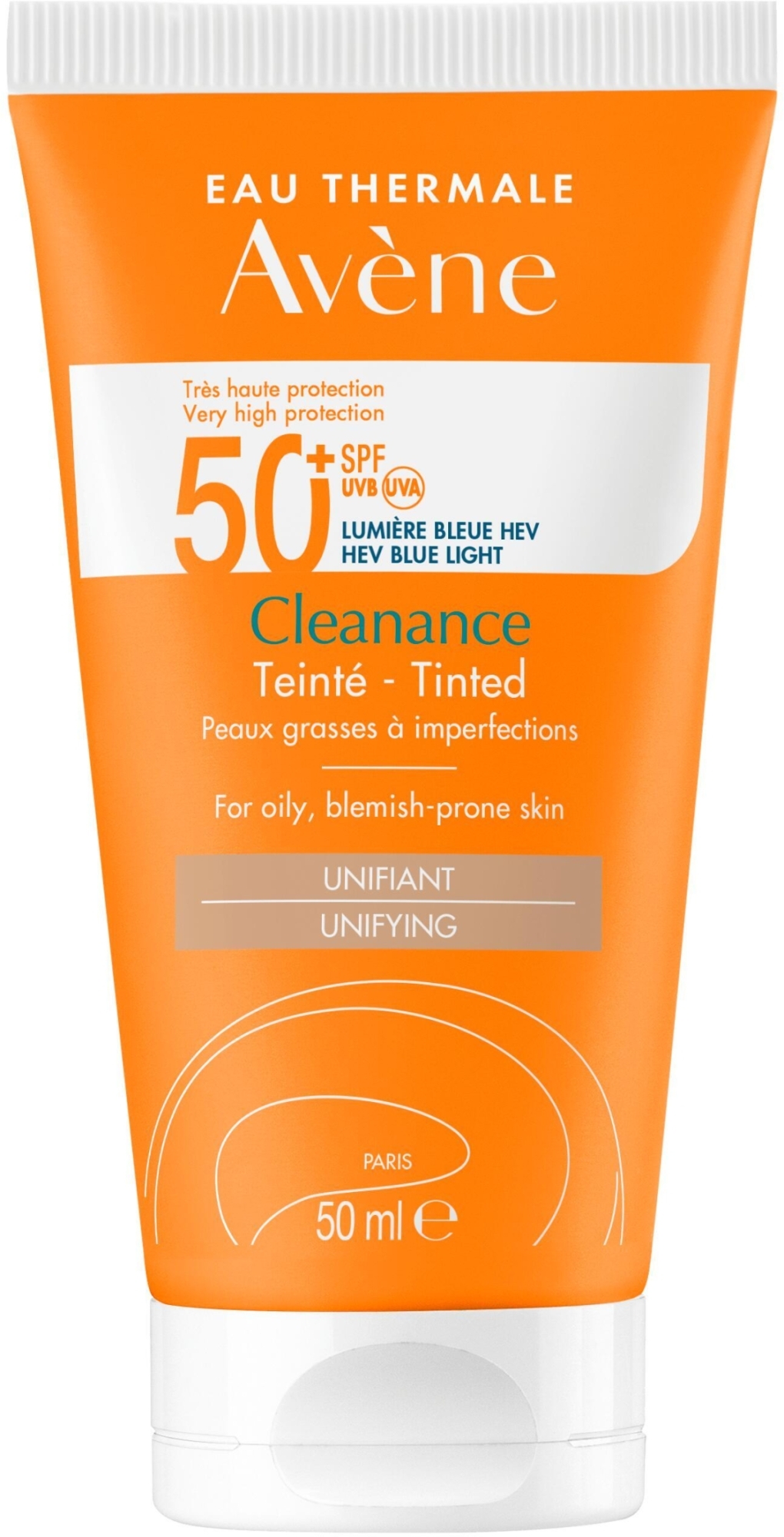 Солнцезащитный крем для лица с с эффектом тонирования - Avene Cleanance Tinted SPF 50+ — фото 50ml