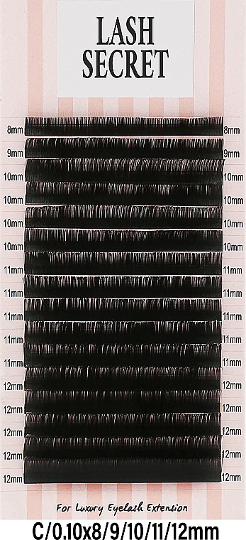 Накладні вії, чорні, 16 ліній (mix, 0,1, C, 8-12) - Lash Secret — фото N1